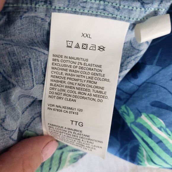 NWT Nautica Mens Classic Fit Stretch Button-Down Shirt XXL Blue Tropical Fish - Picture 8 of 10